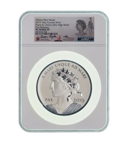 Canada: 2019 Peace 10 oz Ultra High Relief Medal PF-70 Reverse Proof NGC