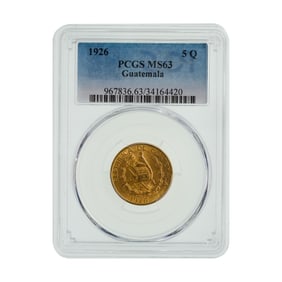 Guatemala: 5 Q Gold MS-63 PCGS
