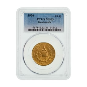 Guatemala: 10 Q Gold MS-63 PCGS