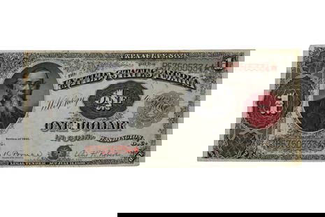 1891 $1 Large-Size Treasury Note VF+: 1891 $1 Large-Size Treasury Note VF+ Property from: an Estate, Galena, Illinois Category: Large Size Type Notes > Federal Reserve Notes Estimated Sale Time: 1:04 pm CST Shipping Status: