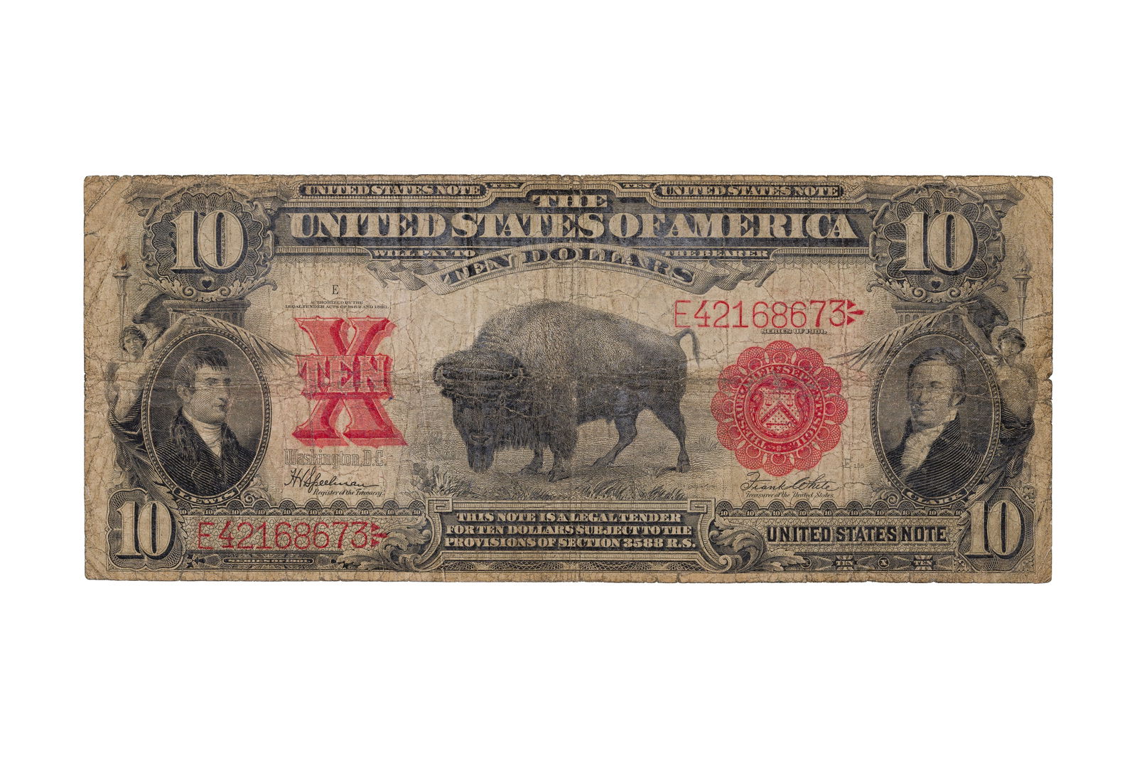 1901 $10 Large-Size 'Bison' Legal Tender VG (1 of 2)