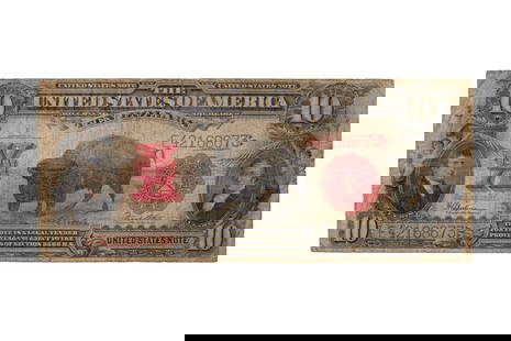 1901 $10 Large-Size 'Bison' Legal Tender VG: 1901 $10 Large-Size 'Bison' Legal Tender VG Property from: an Estate, Galena, Illinois Category: Large Size Type Notes > Legal Tender Estimated Sale Time: 1:06 pm CST Shipping Status: