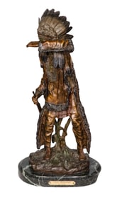 Carl Kauba (American, 1865-1922) 'Chief White Cloud' Bronze Sculpture