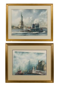 Keith Miller (Canadian, b.1949) New York Tug Boat Watercolors