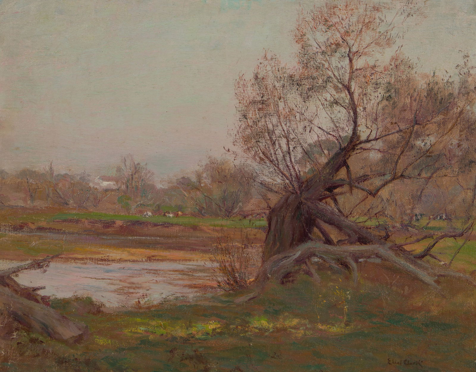 Eliot Candee Clark (American, 1883-1980) 'The Old Willow' Oil on Canvas (1 of 3)