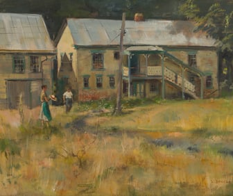 Louis Bouche (American, 1896-1969) 'Old Houses, Ghent' Oil on Canvas