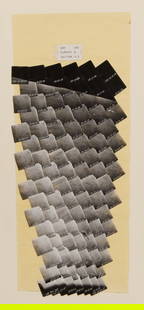Lunar Surveyor Mosaic Moon Photograph: Lunar Surveyor Mosaic Moon Photograph 1966-1968, titled 'Day 158, Survey B, Sector 4,3 ' a composite image of 97 photographs, each measuring approximately 1.5-inches square, stapled to the U.S. Geolog