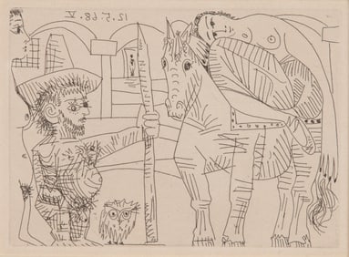 Pablo Picasso (Spanish, 1981-1983) 'Couple, Owl, and Odalisque on a Horse' Etching
