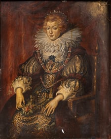 After Peter Paul Rubens (Flemish, 1577-1640) 'Portrait of Queen Anne' Oil on Board