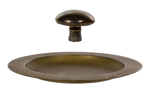 Tiffany Bronze Dore Plate: Tiffany Bronze Dore Plate (2) total items including a marked Tiffany Studios bronze dore plate #1749; together with a spuriously marked Tiffany & Co. mushroom shaped pepper shaker (marked '6881M 4964'
