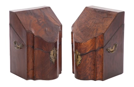 English Georgian Mahogany Knife Boxes