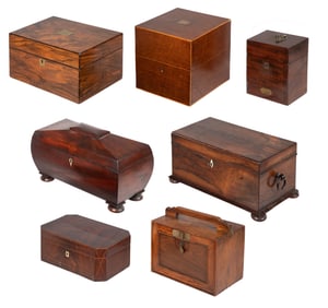 Burl Wood Traveling and Decorative Wood Box Assortment