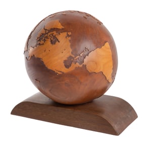 Carved Wood Globe