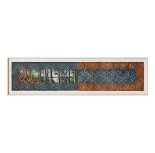 Gayle Fraas and Duncan Slade (21st Century) Quilt: Gayle Fraas and Duncan Slade (21st Century) Quilt Undated, unsigned, abstract quilt, painted using dye creating the fabric, float mounted under acrylic in a natural wood frame Property from: a Private
