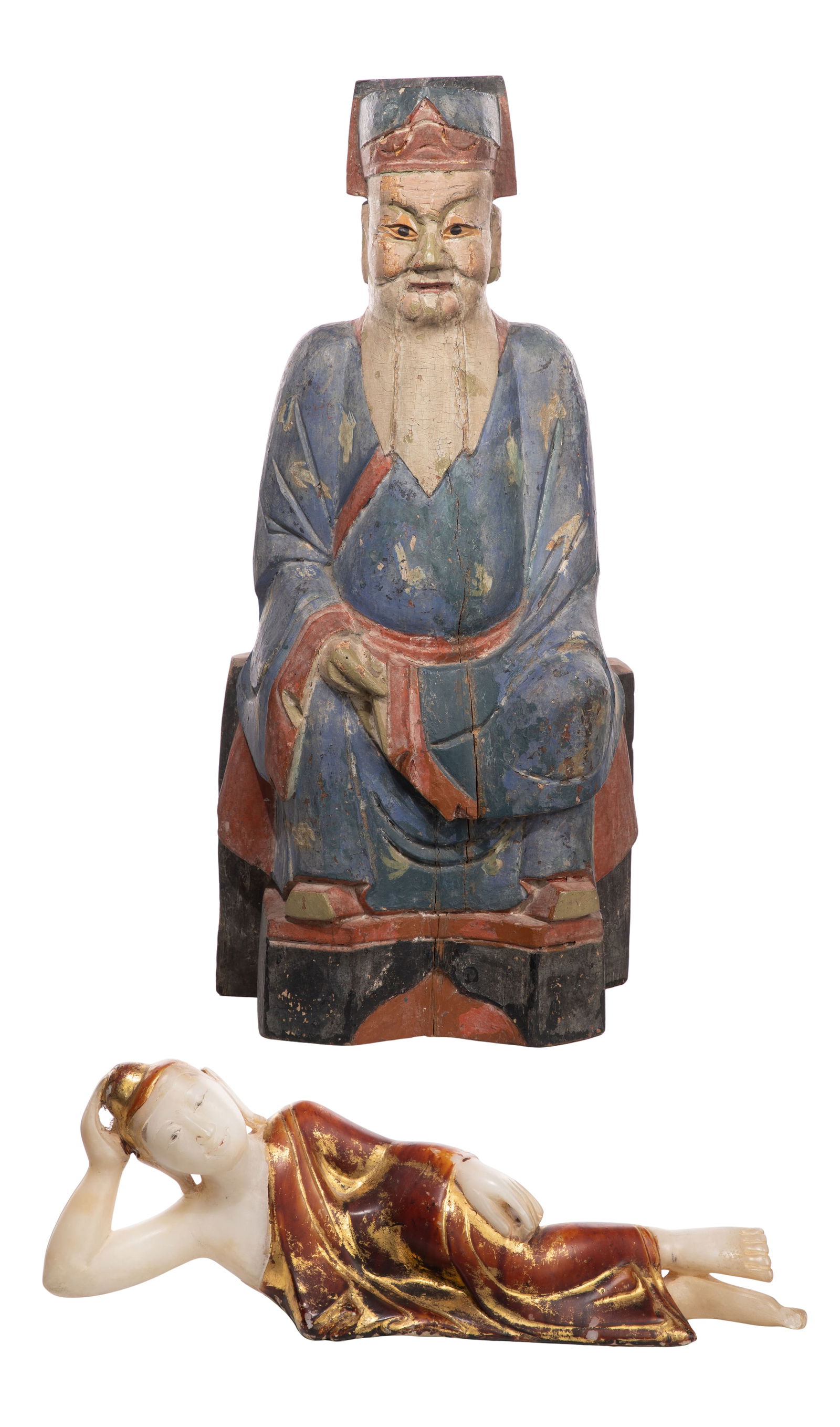 Asian Marble and Wood Statues (1 of 2)