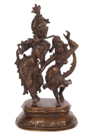 Asian Bronze Radha and Krishna Figural Group