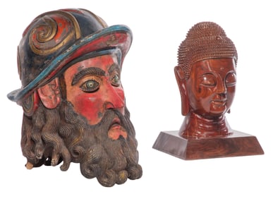 Guerrero Carved Wood Barbone Helmet Mask