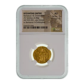 BYZANTINE EMPIRE, Romanus I & Christopher, AV Solidus AU NGC