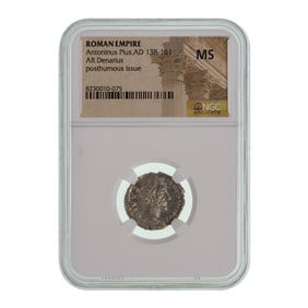 ROMAN EMPIRE, Antoninus Pius, AD 138-161, AR Denarius MS NGC