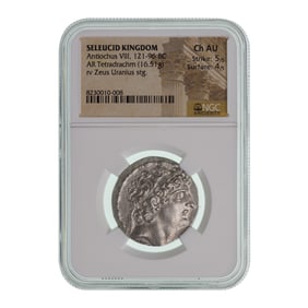 SELEUCID KINGDOM, Antiochus VIII, 121-96 BC, AR Tetradrachm CH AU NGC