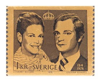 18k Yellow Gold King Karl XVI Gustaf and Queen Silvia of Sweden
