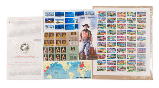 Stamp and Token Assortment: Stamp and Token Assortment Approximately (40) items including (20) full and partial booklets and sheets of unused US postage stamps, mostly Forever Stamps but including 20c, 34c and 37c commemoratives