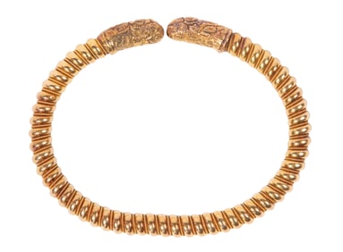 18k Yellow Gold Flexible Crossover Cuff Bracelet