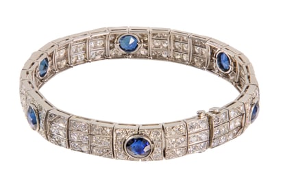Art Deco Platinum, Sapphire and Diamond Bracelet