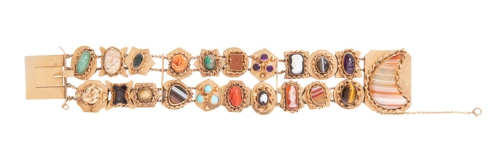 Victorian Style 14k Yellow Gold Double Slide Bracelet
