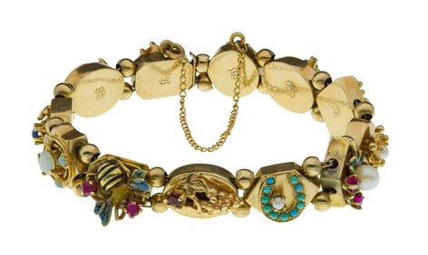 Victorian Style 14k Yellow Gold Slide Bracelet
