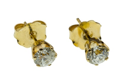 14k Yellow Gold and Diamond Stud Earrings