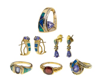 14k Yellow Gold and Gemstone Jewelry Assortment