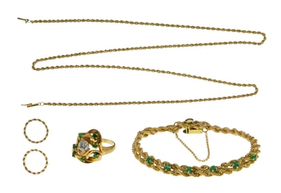 14k Yellow Gold Twisted Rope Suite