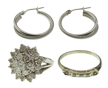 14k White Gold and Diamond Ring