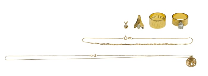 14k Yellow Gold and Diamond Jewelry Assortment