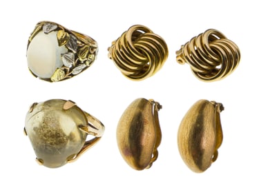14k Yellow Gold Ring and Earring Assortment