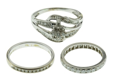 Palladium, 10k White Gold and Diamond Ring Assortment