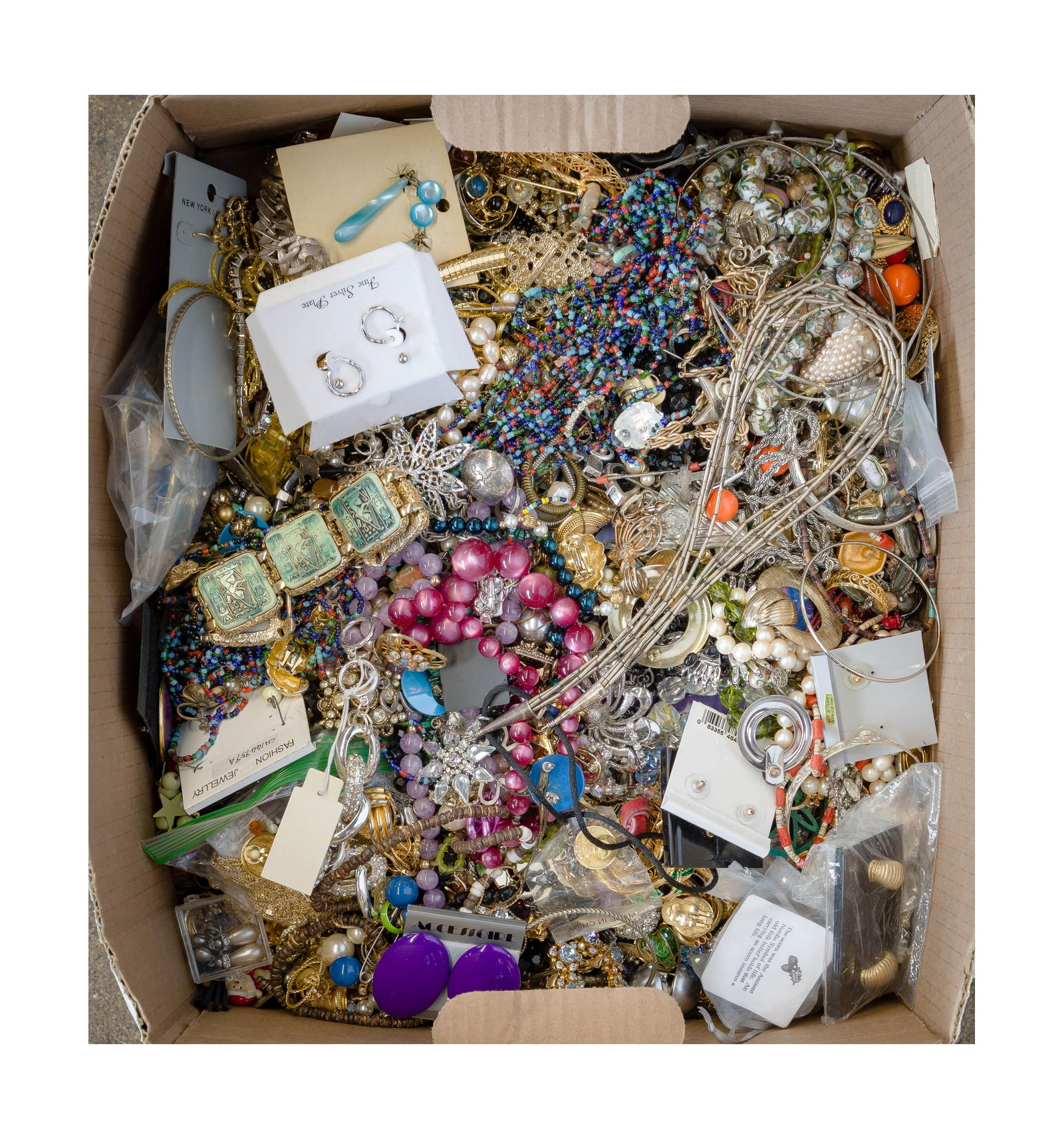 Costume Jewelry Assortment: Costume Jewelry Assortment Approximately (40) pounds of fashion jewelry of various types and materials Property from: a Private Collector, Westmont, Illinois Length: 24 inches (tubular bead necklace) 