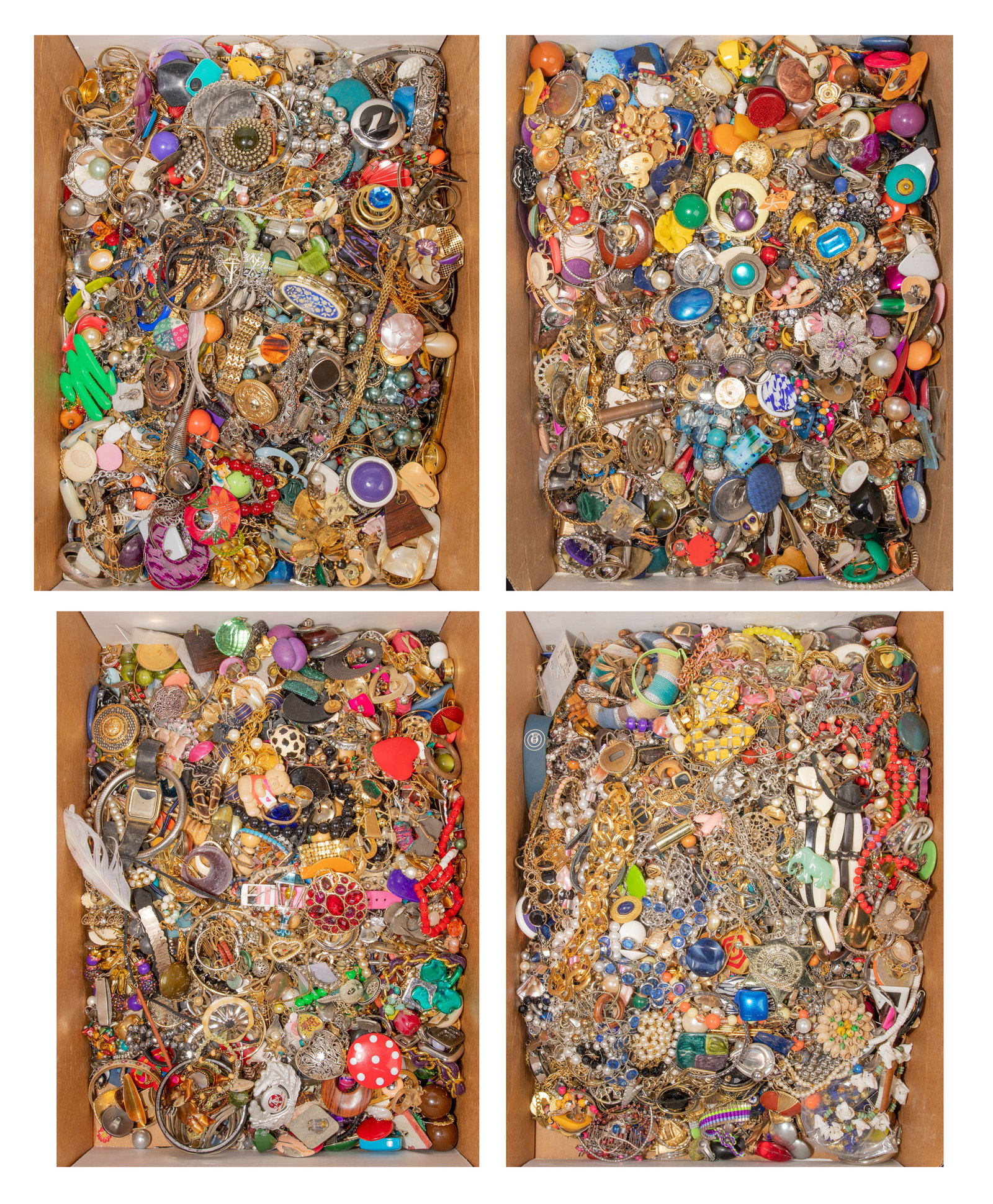 Costume Jewelry Assortment: Costume Jewelry Assortment Approximately (100) pounds including necklaces, bracelets, pins and earrings Property from: a Private Collector, Gilbert, Illinois Condition: light to heavy wear overall Dis