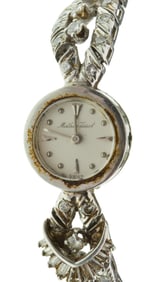 Mathey-Tissot Platinum and Diamond Case and Band Wristwatch