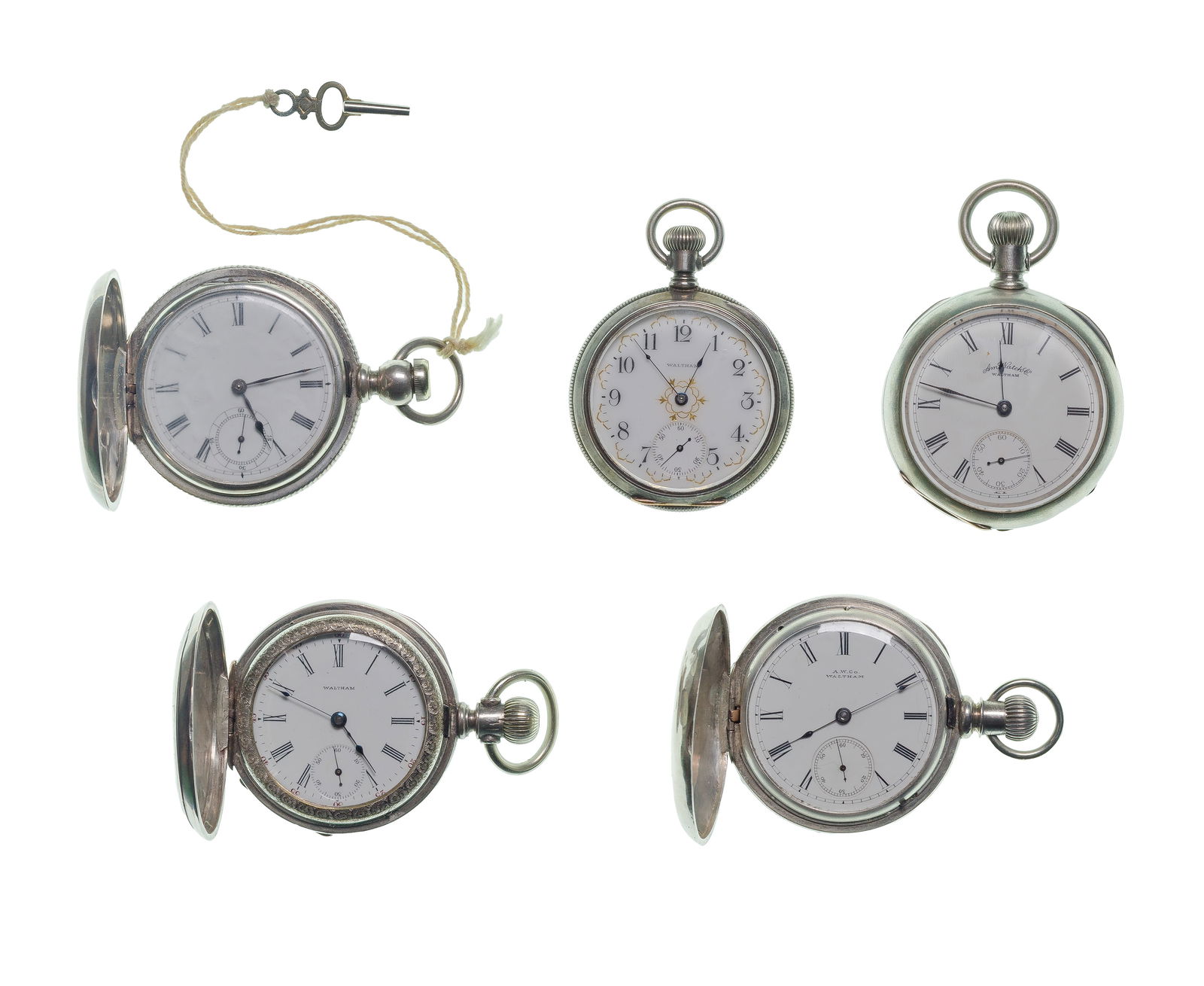 American Waltham Watch Company Coin Silver Pocket Watch Assortment (1 of 3)