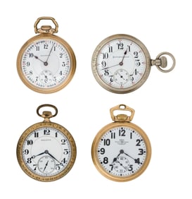 Burlington and Ball Railroad Open Face Pocket Watch Assortment