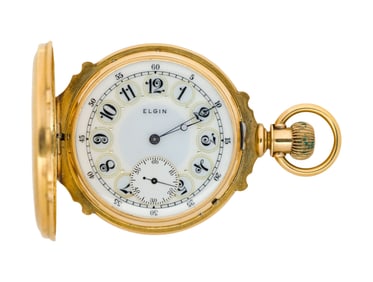 Elgin 18k Yellow Gold Hunter Case Pocket Watch
