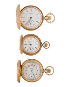 Elgin 14k Yellow Gold Hunter Case Pocket Watch Collection