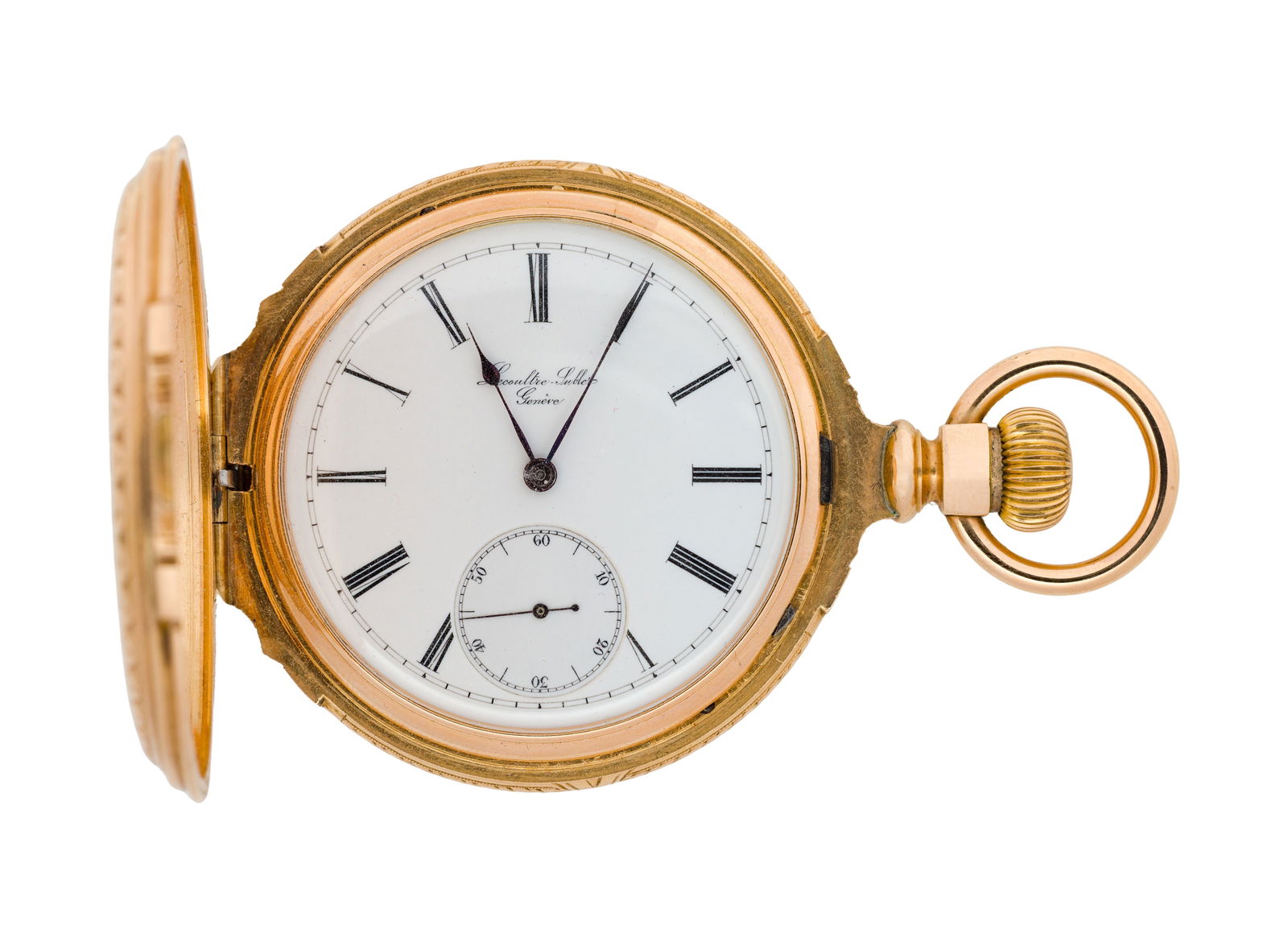 Lecoultre Sublet 14k Yellow Gold Hunter Case Pocket Watch (1 of 5)