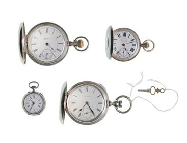Sterling Silver (935) and Coin Silver (900) Pocket Watch Assortment