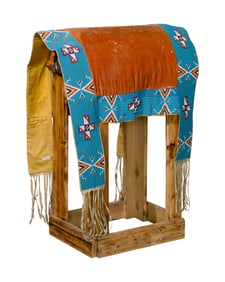 Native American Sioux Chief's Beaded Saddle Blanket