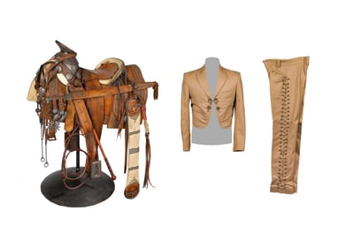 Charro Silver and Leather Saddle and Riding Outfit