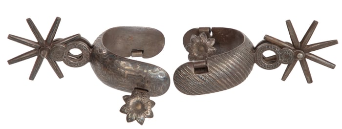 Mexican Spurs Having Silver Overlay