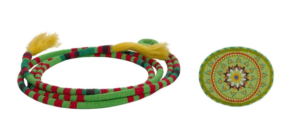 Native American Beaded Horse Reins and Belt Buckle